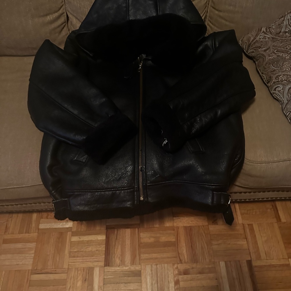 Black Leather Hooded Jacket